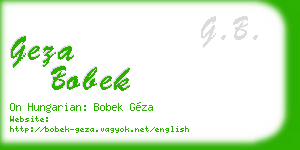geza bobek business card